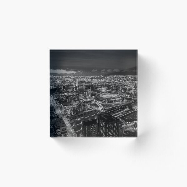Melbourne at Night (black & white) Acrylic Block