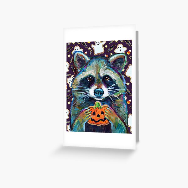 Item preview, Halloween Raccoon with Jack O Lantern Cookie designed and sold by RobertPhelpsArt.
