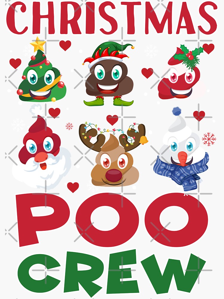 "Christmas Poo Crew Funny Christmas Poop Emoticons" Sticker for Sale by Christmas Poo