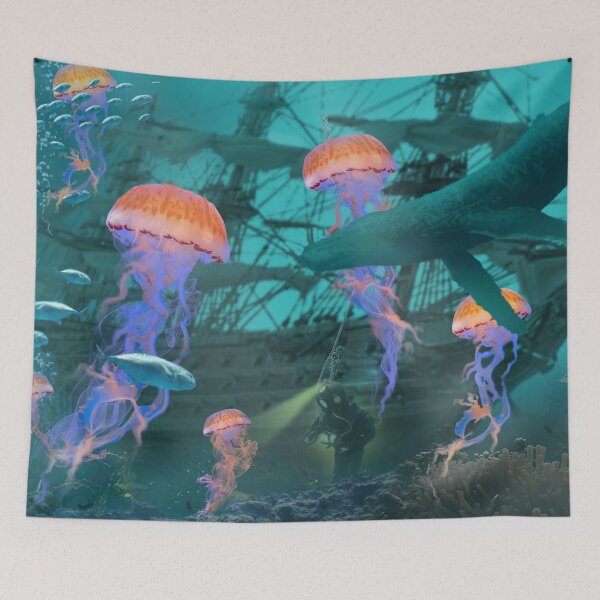 Item preview, Jellyfish by a Shipwreck designed and sold by DavidLoblaw.