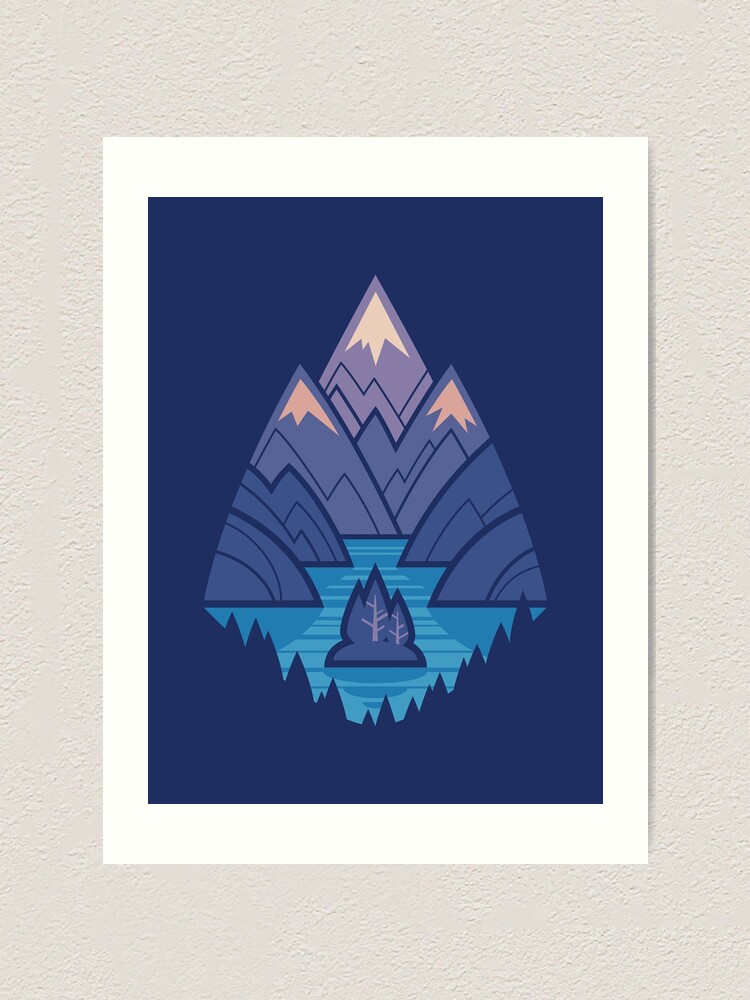 Alternate view of Mountain Lake : Dark Blue Art Print