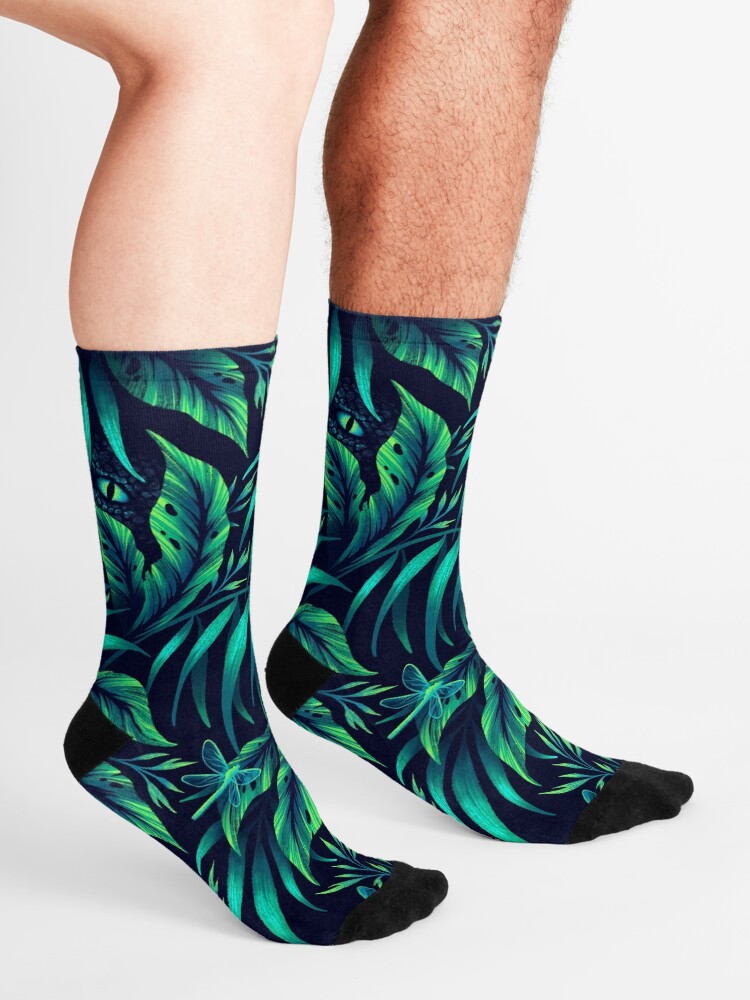 Alternate view of Dragonfly Jungle - Emerald Green Socks
