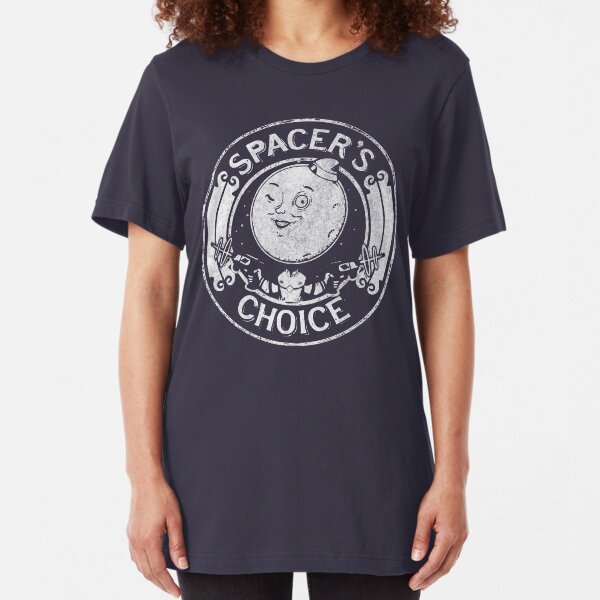 Spacer's Choice Distressed White Logo | The Outer Worlds Logo Slim Fit T-Shirt