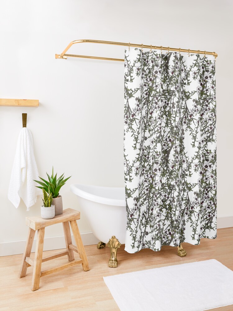 Alternate view of Mānuka bush - white flowers Shower Curtain