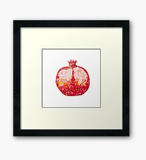 Low Poly Watercolor Pomegranate Framed Print