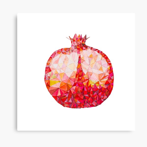 Low Poly Watercolor Pomegranate Canvas Print