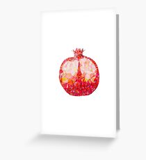 Low Poly Watercolor Pomegranate Greeting Card