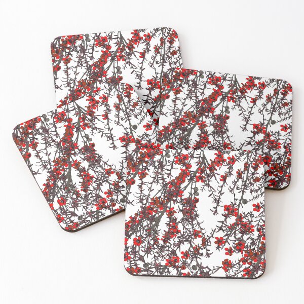 Item preview, Mānuka bush - red flowers designed and sold by CopperCatkin.