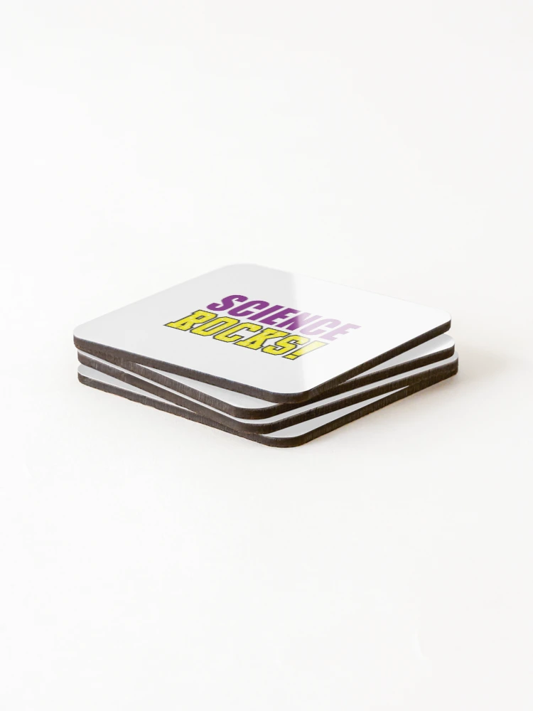 Thumbnail 4 of 5, Coasters (Set of 4), 'Science Rocks!' (White) designed and sold by The Button Gal.