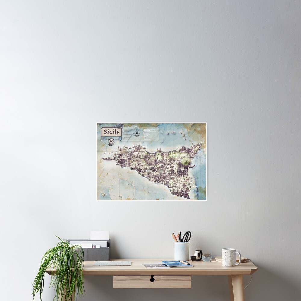 Sicily - Jean Passepartout Maps Poster