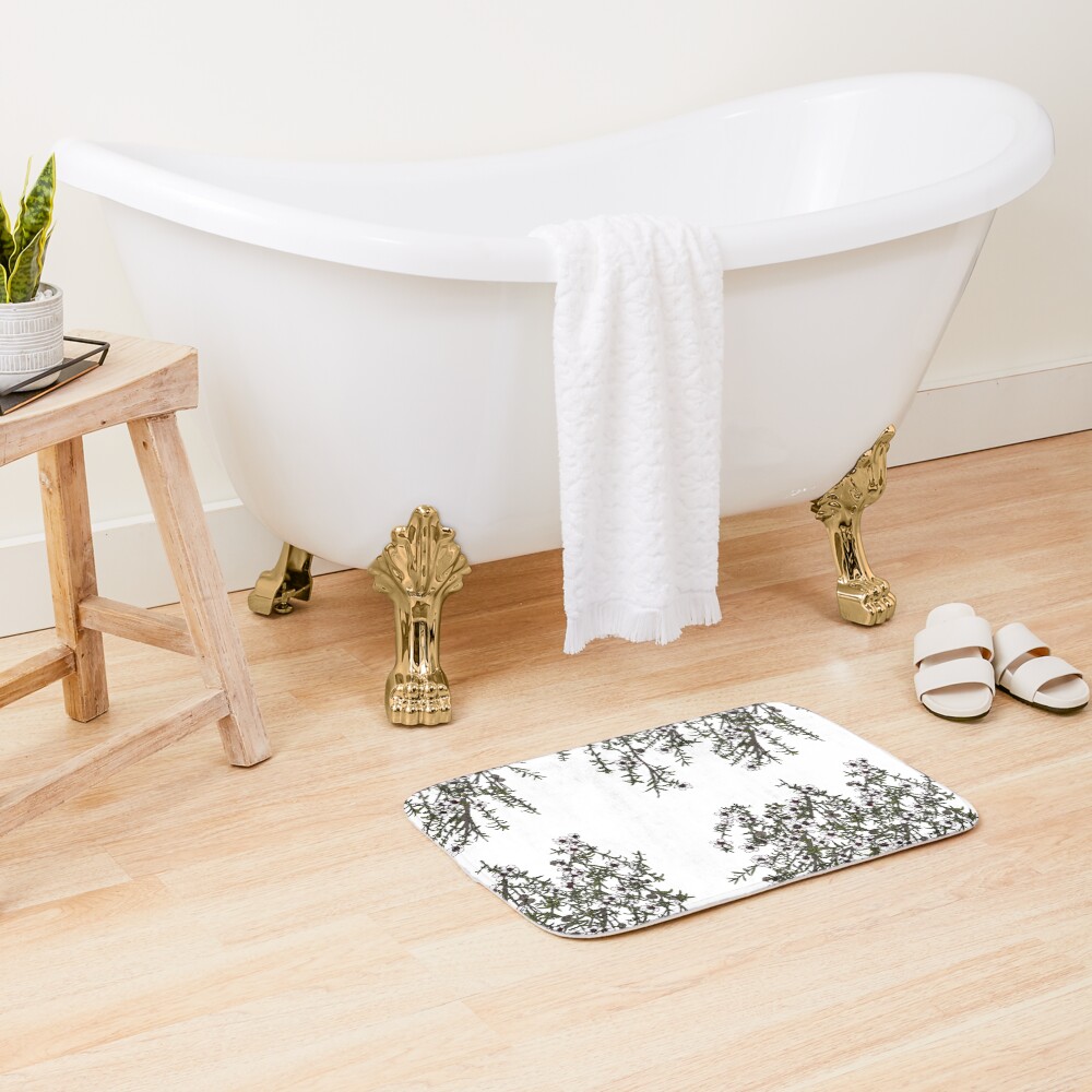 Mānuka bush - white flowers Bath Mat