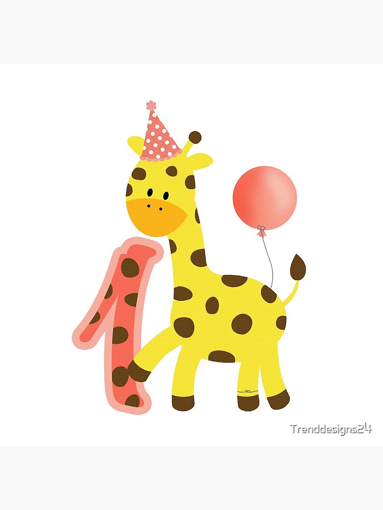 Lámina metálica con la obra «1 año Primer cumpleaños Osito de peluche con  globos Feliz cumpleaños» de Trenddesigns24