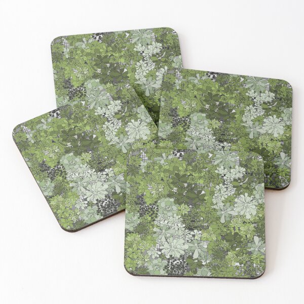 Item preview, Succulents on grey plaid designed and sold by CopperCatkin.