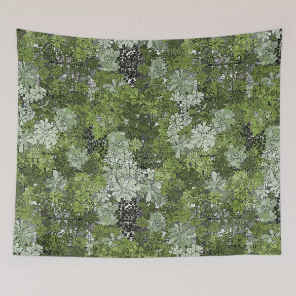 Item preview, Succulents on grey plaid designed and sold by CopperCatkin.