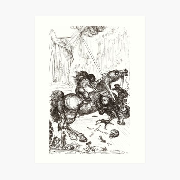 Salvador Dali - Saint George and the Dragon 1946 Artwork - For Wall Art, Prints, Poster, Men Women and Kids Art Print