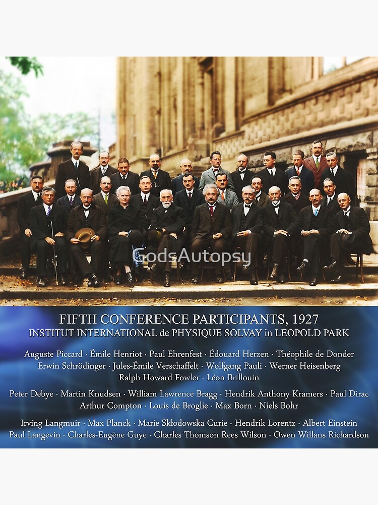 Disover 1927 Solvay Conference (LISA wave bg), posters, prints Premium Matte Vertical Poster