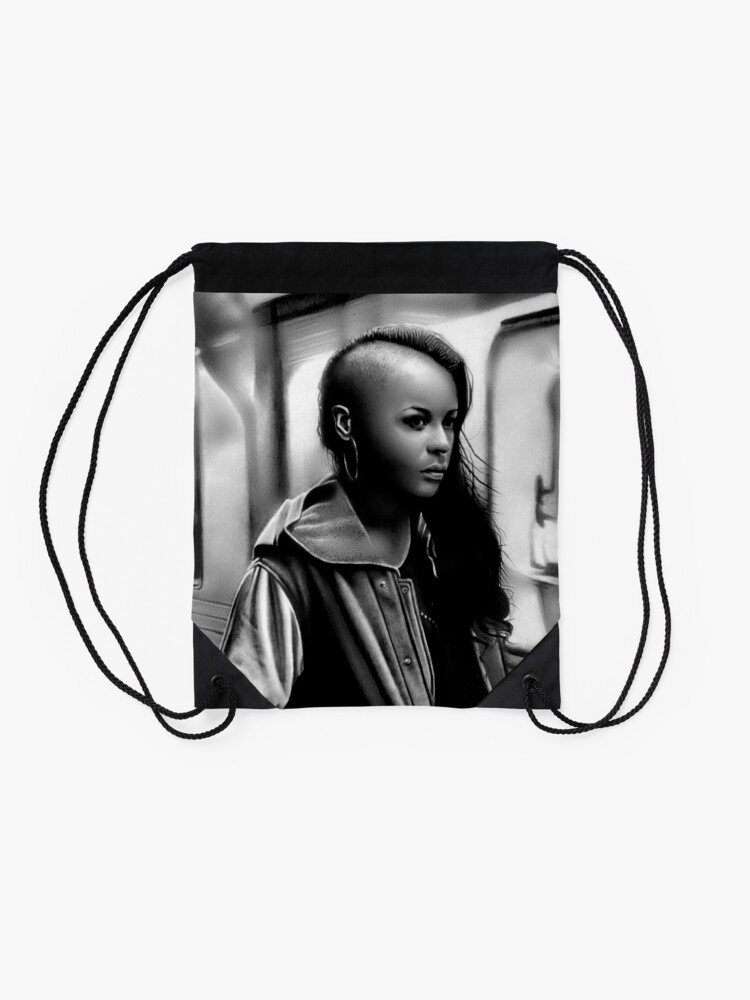 Alternate view of In Transit (Graphite drawing) Drawstring Bag