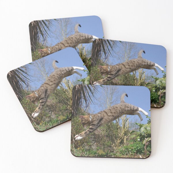 Item preview, Tabby cat jumping in garden designed and sold by turniptowers.