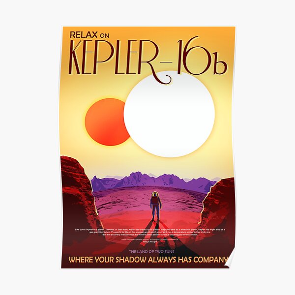Kepler-16b - NASA retro vintage space poster (NASA Visions of the Future) Poster