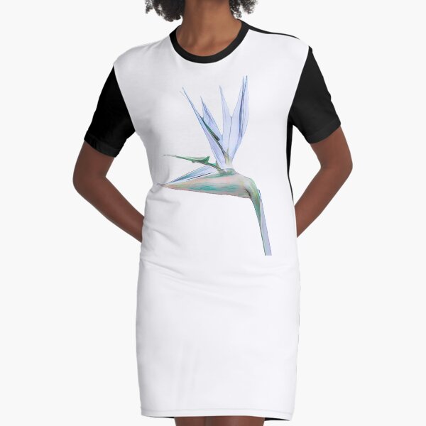 Bird of Paradise Flower (colour pen and ink) Graphic T-Shirt Dress