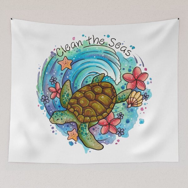 Item preview, Swimming Turtle and Waves designed and sold by lornalaine.