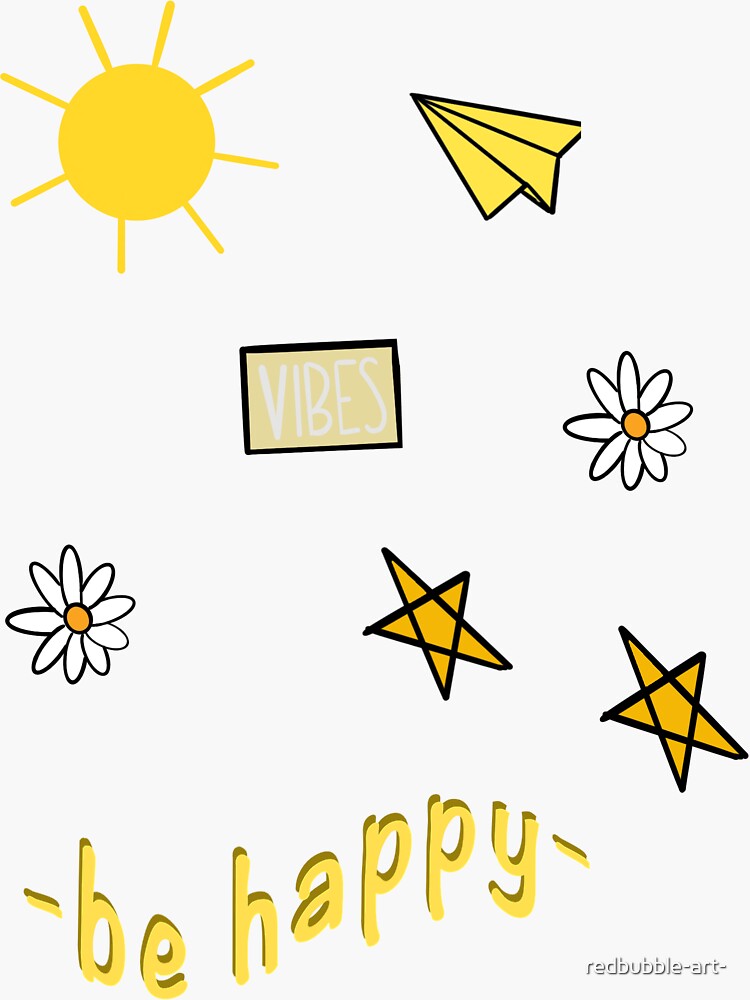 "Yellow themed art " Sticker by redbubbleart Redbubble