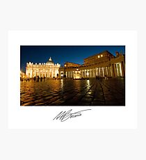 St. Peter's Square at Night - Vatican State Italy Photographic Print