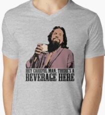 The Big Lebowski Careful Man There's A Beverage Here Color T-Shirt Men's V-Neck T-Shirt