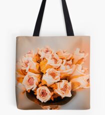 Roses in a silver vase Tote Bag