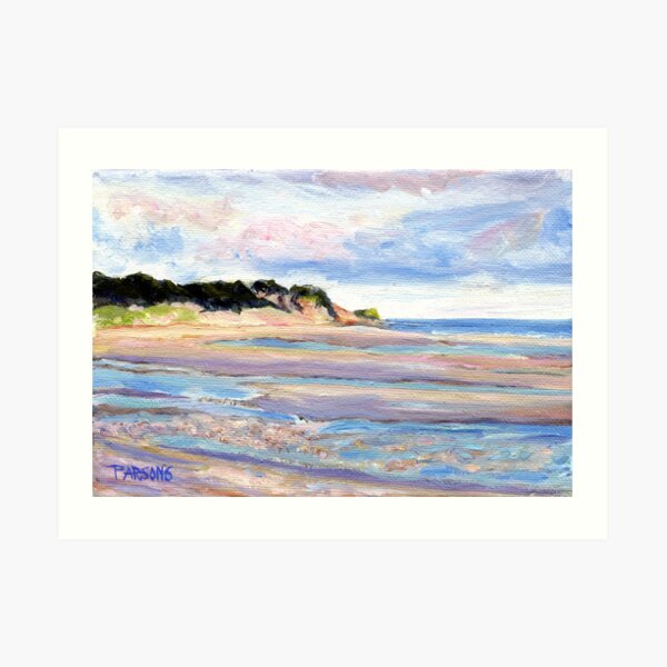 Tidal Flats, Cape Cod, National Seashore, Wellfleet, Beach, Dunes, Ocean, Pamela Parsons, oil painting, Massachusetts coast Art Print