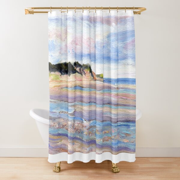 Tidal Flats, Cape Cod, National Seashore, Wellfleet, Beach, Dunes, Ocean, Pamela Parsons, oil painting, Massachusetts coast Shower Curtain