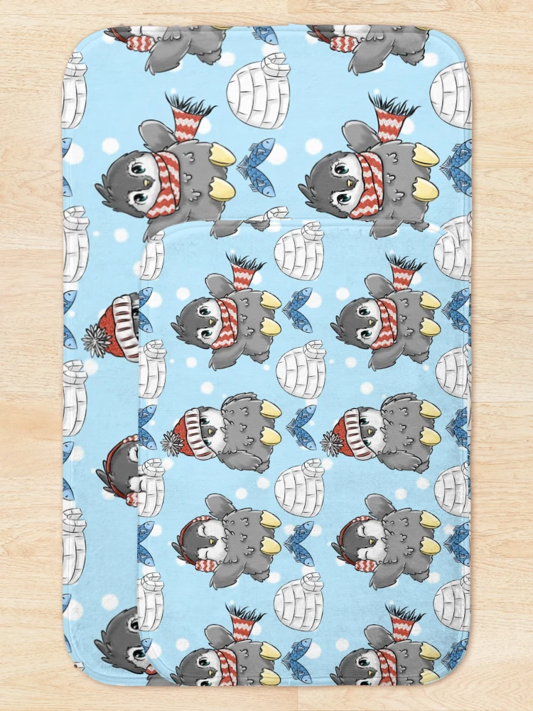 Thumbnail 5 of 6, Bath Mat, Regular Penguin Pattern designed and sold by InkItOut.