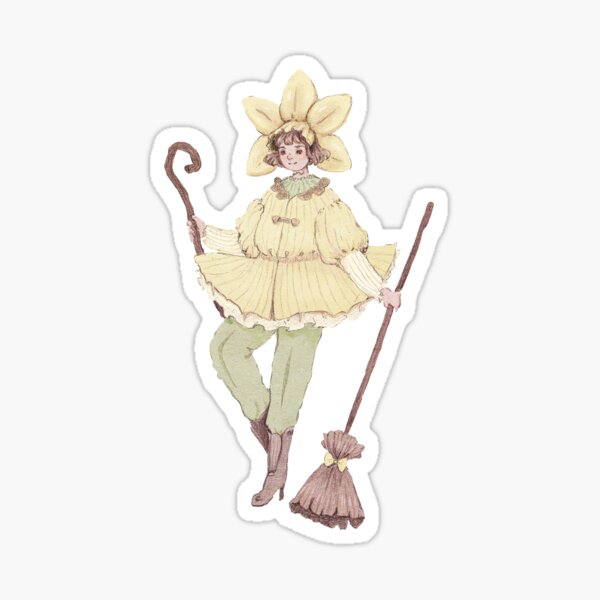 Pastel Yellow Daffodil Witch Sticker