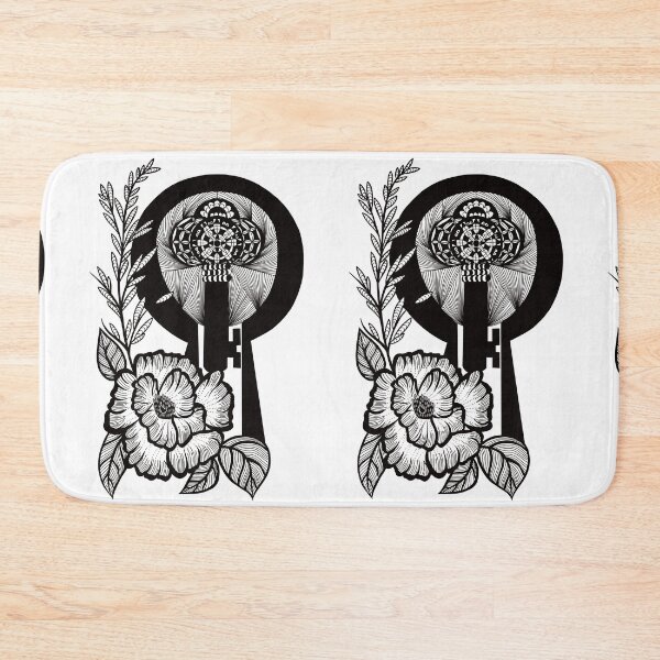 Item preview, Black and white Floral keyhole and key design designed and sold by irinabbota.