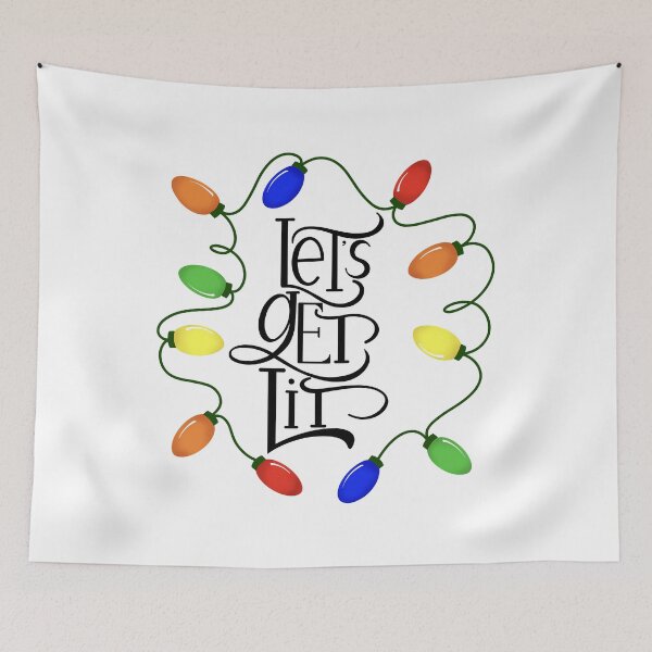 Item preview, Let’s Get Lit, Christmas Lights, Funny Holiday Drinking Design 1 designed and sold by Gsallicat.