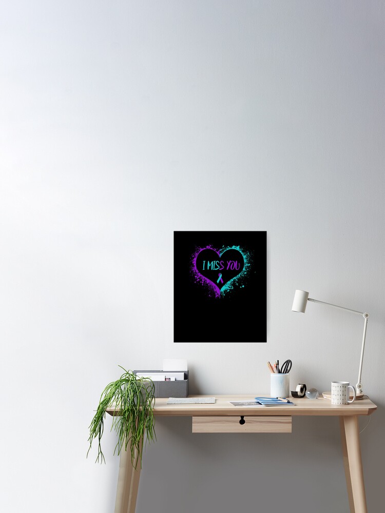 Suicide Awarenss Ribbon Heart I MISS YOU Sticker by theshirtinator
