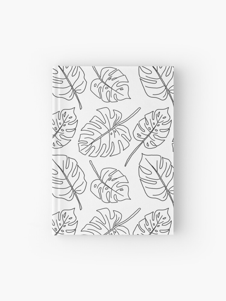 Monstera Leaf Line Drawing Pattern Hardcover Journal By Hellocando Redbubble