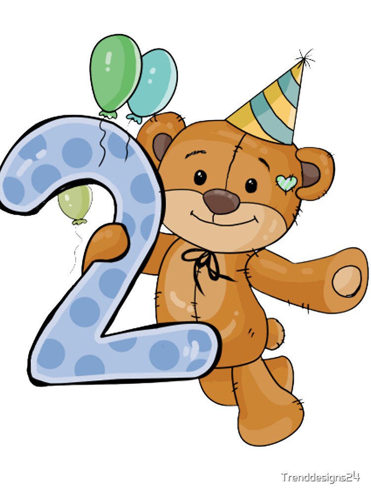 2 dos años de cumpleaños del oso de peluche - 2 dos años de feliz  cumpleaños | Camiseta para niños