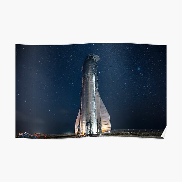 SpaceX Starship at Night (résolution 8K) Poster