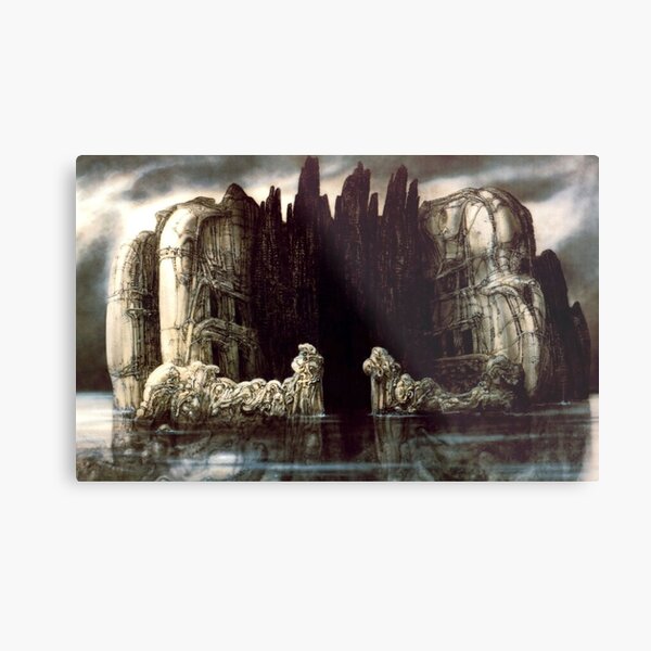 H.R Giger - Isle of The Dead Metal Print