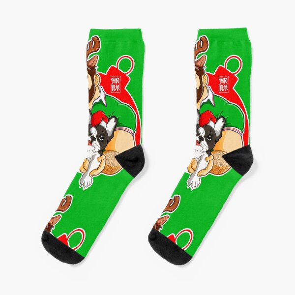 XMAS - ADAM LIKES FRENCHIES - FOR GREEN TEE Socks