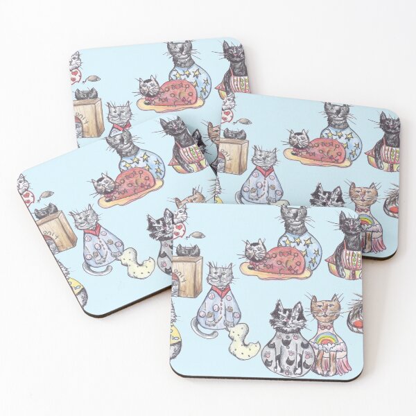 Item preview, Cats in Pajamas in Light Blue designed and sold by Michelebuttons.