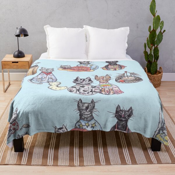 Item preview, Cats in Pajamas in Light Blue designed and sold by Michelebuttons.