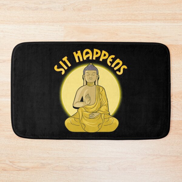 Item preview, Sit Happens Funny Meditation Pun Monk Meditating designed and sold by perfectpresents.