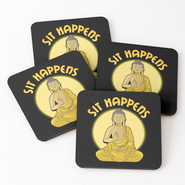 Item preview, Sit Happens Funny Meditation Pun Monk Meditating designed and sold by perfectpresents.