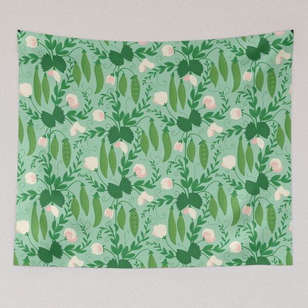 Item preview, Sweet Peas Vegetable Growing Pattern on Mint designed and sold by rocketandindigo.
