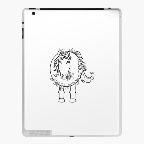 Floral horse line drawing iPad Skin