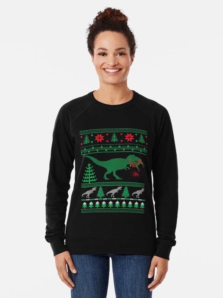 Funny Dinosaur T Rex Eating Reindeer Tree Rex Ugly Christmas