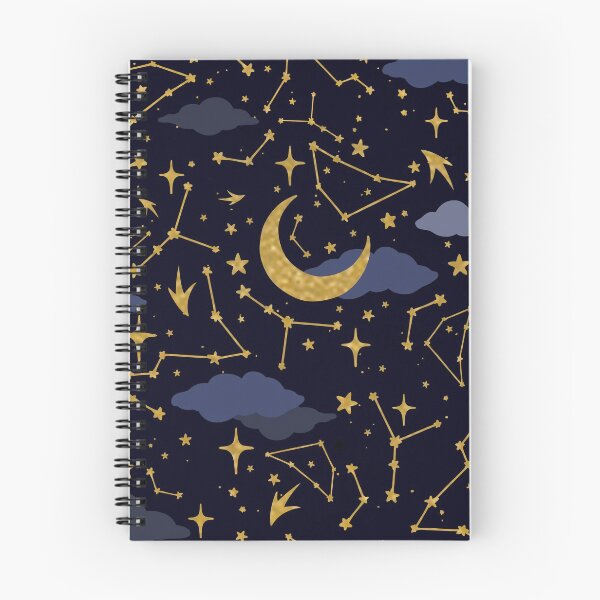 Item preview, Celestial Stars and Moons in Gold and Dark Blue designed and sold by evannave.