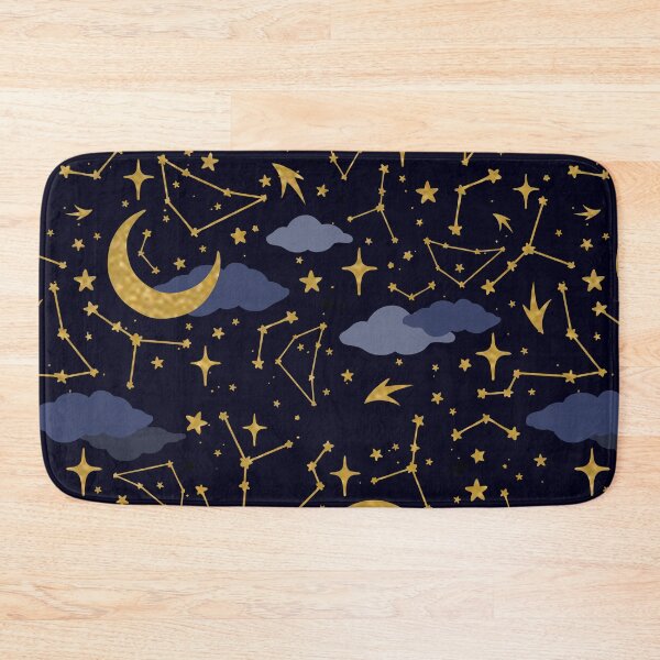 Item preview, Celestial Stars and Moons in Gold and Dark Blue designed and sold by evannave.